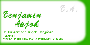benjamin apjok business card