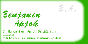 benjamin apjok business card